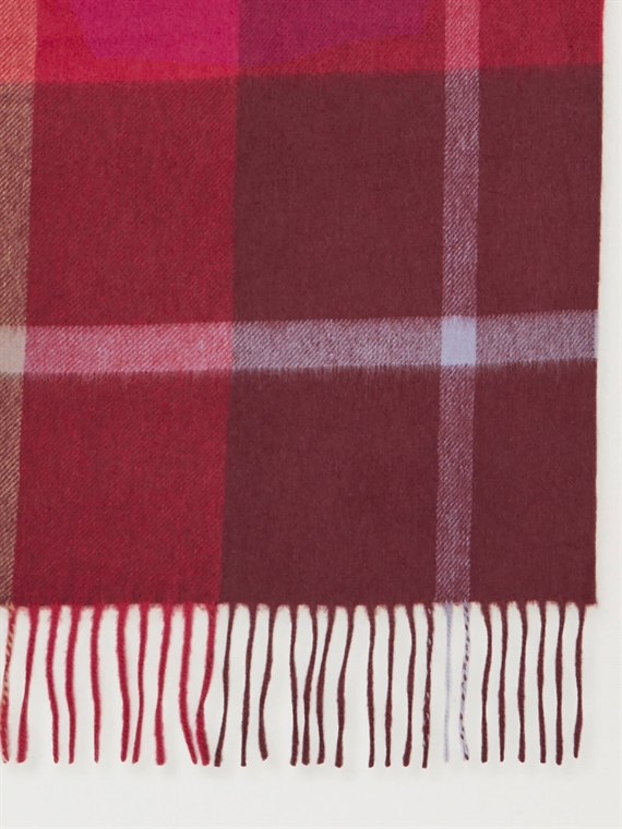 Mulberry Small Check Merino Wool Scarf Black Cherry-Dark Gold